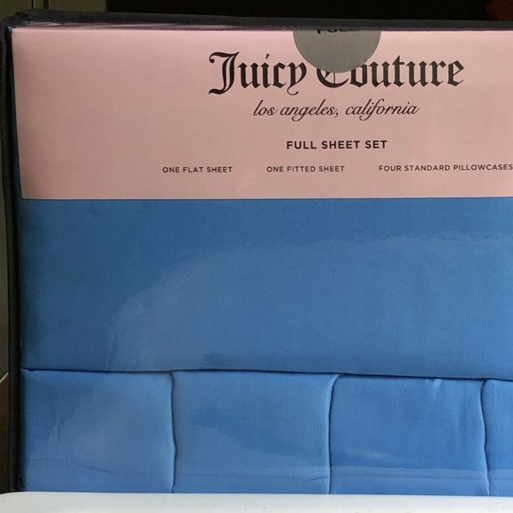 Juicy Couture Premium Silky Satin Sheet Sets & Reviews | Wayfair 6-pc JUICY Couture Sheet Set - FULL Size (2 bonus pillowcases) BLUE